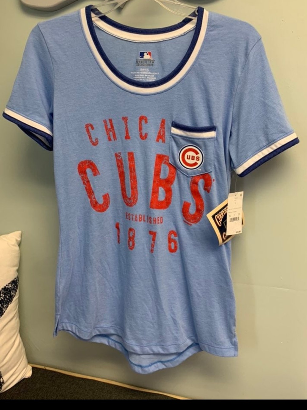 COPPERSTOWN Chicago Cubs 1876 Women’s Baseball Style T-Shirt Varsity SOFT NEW